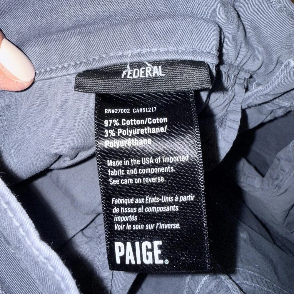 Paige Federal Jeans Mens 31 Gray Moon Shade Slim Straight Stretch Made USA